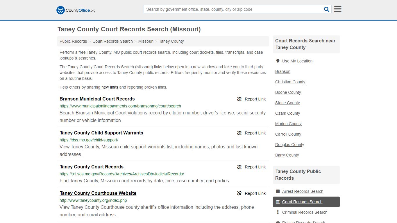 Taney County Court Records Search (Missouri) - County Office